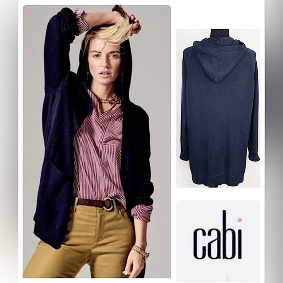 Cabi Style 5275 Newport Hoodie Cardigan Sweater in Navy Size M - Picture 1 of 12